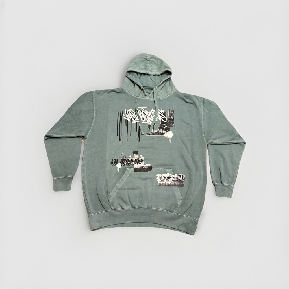 Men's Sage Green Graphic Pullover Hoodie